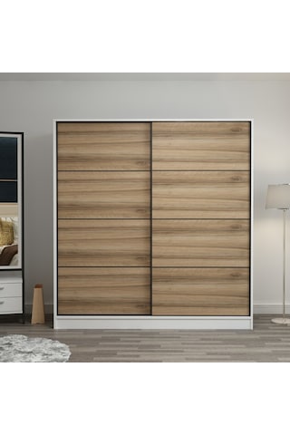 Minar Kale 2 Kapaklı Sürgülü Dolap 180 Cm - Beyaz/dore 210cm