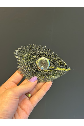 10 x 7 CM Sarı Tavus Kuşu Kanadı Broş Yaka İğnesi Giyim Aksesuarı Renkli