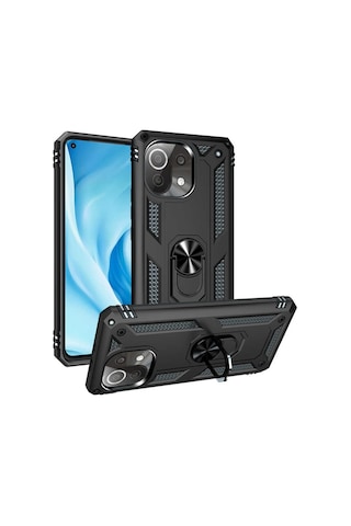 Xiaomi Mi 11 Lite Kılıf Zore Vega Yüzüklü Standlı Zırh Kılıf