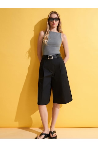 Dilvin 72705 %100 Pamuk Wide Leg Bermuda-siyah
