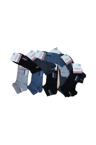 12 Adet Erkek Çorap Pamuklu Likralı Çok Renkli