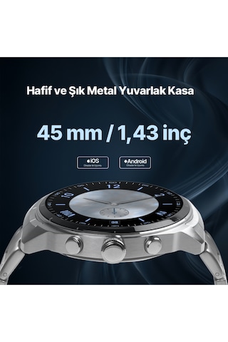 Ttec 2SW08 Tempus Pro S 45 MM Amoled Ekranlı Yuvarlak Metal Kasa