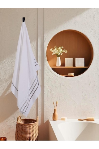 Banyo Havlusu Tekli Pamuk Bale Beyaz