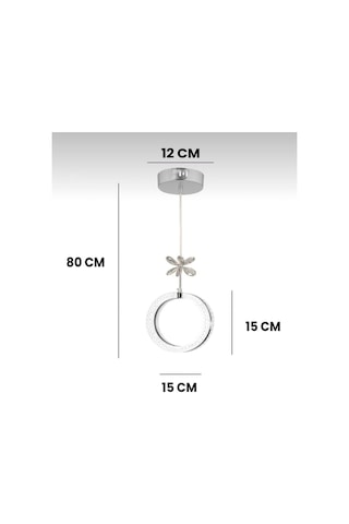 Aurea Model Gümüş 3 Renk Modu Ledli Kristal Taşlı Modern Salon Mutfak Oturma Odası Sarkıt Led Avize Gümüş