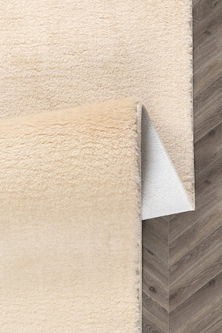 Vl Comfort Düz Saçaklı Peluş Düz Yolluk Bej Vizon Düz Ponpon