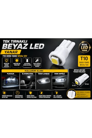 Universal T10 5050 1smd Tek Tırnaklı Beyaz 12v Led Ampul -