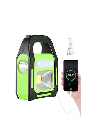 Mobgift 3 Kademeli Usb Çıkışlı Şarjlı Solar Lamba Led Işık Kaynağı Yeşil