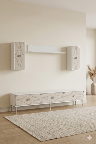 Tvr1897bts Alfa Tv Ünitesi Takımı Beyaz-traverten-silver 180cm