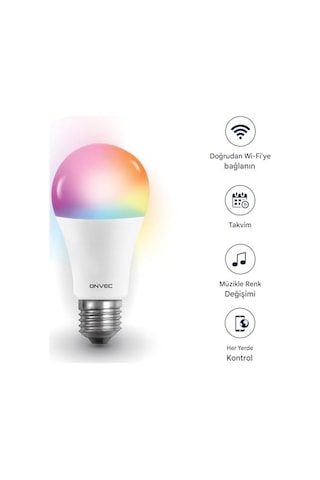 Onvec 2gen Tuya Wifi+bluetooth Destekli 9 W Rgb Çok Renkli Akıllı Led Ampul, 2.4 Ghz, Onvec, Amazon Alexa Ve Google H Diğer