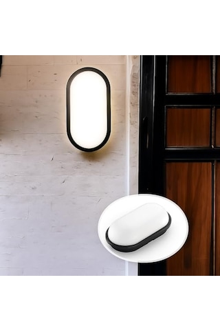 Aydos 15w Siyah Ip65 Oval Led Tavan Ve Duvar Lambası 1500 Lümen Beyaz Işık Su Ve Toz Geçirmez Banyo Bahçe Balk