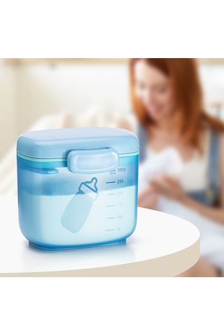 Geeroyoo Mavi Çift Katlı Muhafaza Kutu, Süt Tozu İçin Tamamen Kapalı, Nem Engelleme Ve Taze Tutma Özelliği, Taşınması Kolay