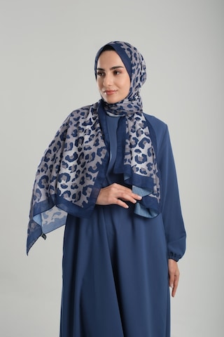Giverny Koyu Gri Desenli Şal Kesik Elyaf Pamuksu Leopar Dijital Baskılı 202125 23 Koyu Gri