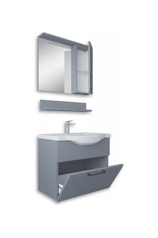 Teta Home Eko 65 Cm Mdf Banyo Dolabı Seti Sis Gri