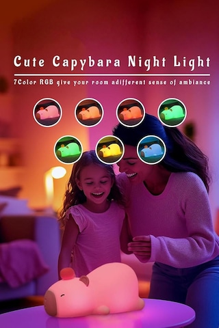Çocuk Bebek Odası Yatan Kapibara Gece Lambası Led Işıklı Sevimli Figürlü Dokunmatik Silikon Pet Diğer