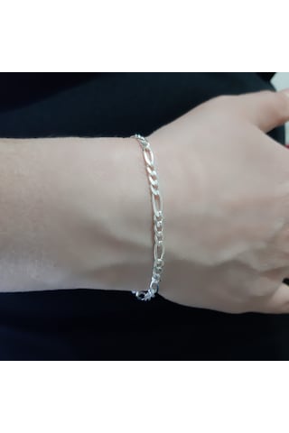 925 Ayar Gümüş Figaro Model Erkek Bileklik 4.5 Mm