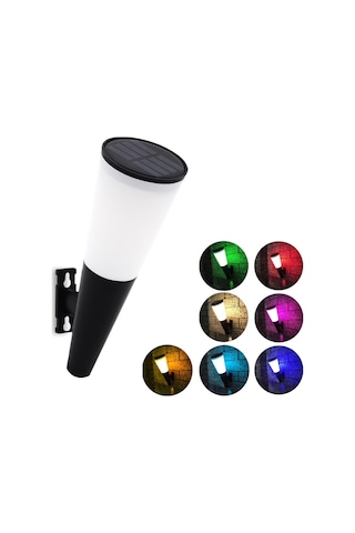 Cbtx Bahçe Aydınlatma N230 Dış Mekan Solar Bahçe Dairesel Koni Duvar Lambası, Stil: Renkli Işık