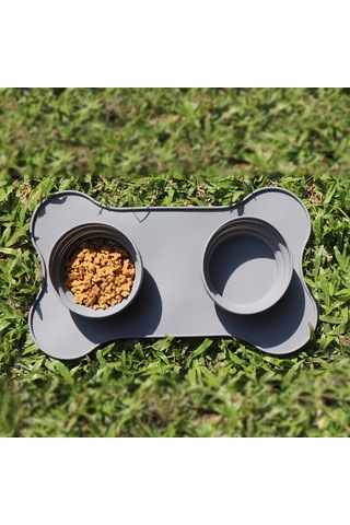 Sones Pet Silikon Katlanır Kase Mat Kaymaz Ve Isırmaya Dayanıklı Taşınabilir Besleme Kasesi