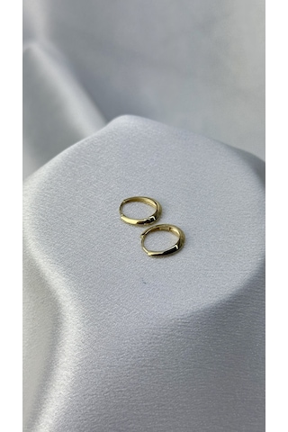 Kalın Elips Model Altın Küpe Sarı Altın 65268863