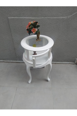 Bengimobilya Gümüşlük Yuvarlak Model Leylek Bacak Parlak Beyaz Kayın Lükens As