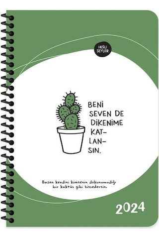 Hisli Şeyler 13 Cm X 19,5 Cm 72 Yaprak 2024 Haftalık Ajanda - Dikenime Katlansın Karışık