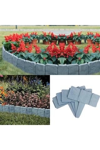 Büro Ev Ofis Yazlık Hobi Bahçesi İçin Taş Görünümlü Bahçe Çiti Açık Gri