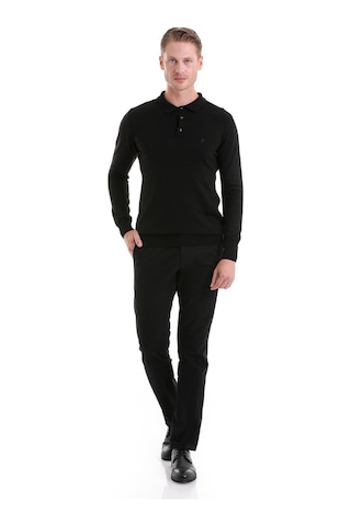 Hatemoğlu Regular Fit Düz Polo Yaka Triko Kazak Siyah