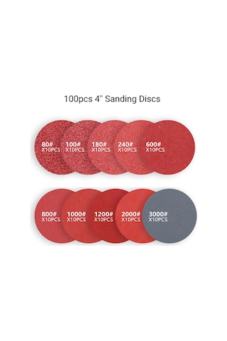 Lemestar 100 Adet 4" Zımpara Diski Seti - 80-3000 Kum Tane Boyutu İle Taşlama Ve Parlatma İçin