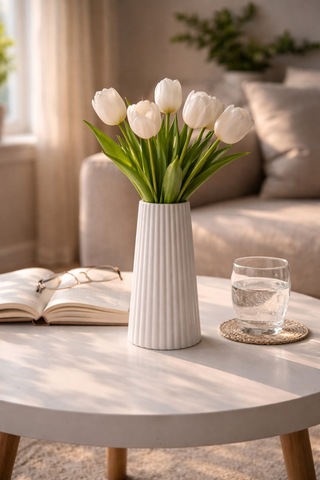 Modern Beyaz Vazo Güne Sade Bir Başlangıç 17.8 7.7 Cm