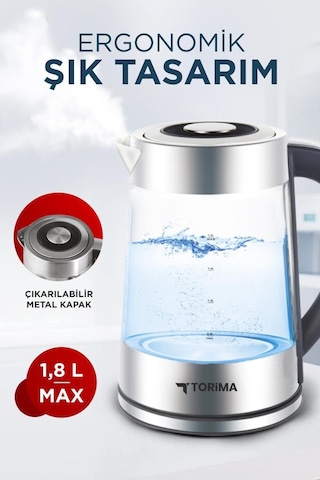 Torima Y-S888-040 Cam Ledli 1500 W 1.8 L Su Isıtıcı