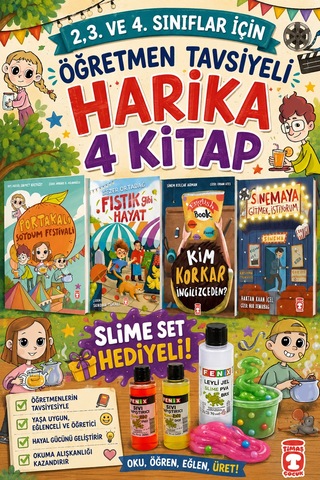 Timaş 2,3. Ve 4.sınıflar İçin Öğretmen Tavsiyeli Harika 4 Kitap -5 Slime Set Hediyeli