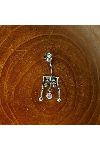 Aya Tasarım Gümüş Renk İskelet Model Göbek Piercing