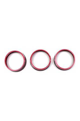 Fosenze Ford Mustang 2015-2021 İç Mekan Açıkçık Ses Far Düğme Döndürücü Halka Dekoratif Kapak Alüminyum 3'lü Set Kırmızı/mavi