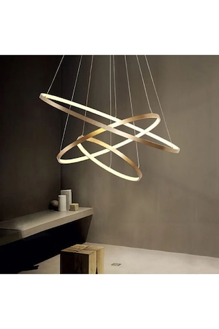 Gold / Oxygen / 80-60-40 Cm / 3 Renk Işık / Sarkıt Avize / 3 Yıl Gold Sarı