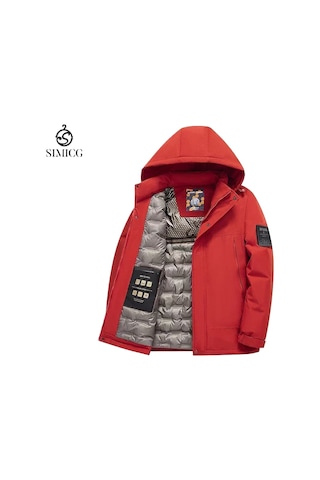 Yeni Açık Hava Rüzgar Geçirmez Ve Kalınlaştırılmış Erkek Pamuklu Ceket Kırmızı