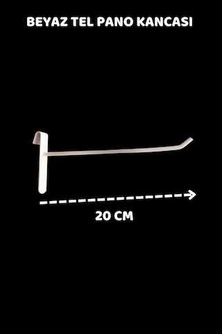 20 Cm - 25 Adet Beyaz Tel Pano Kancası Raf Askısı Beyaz