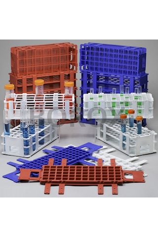 Tüp Standı 60 Tüplük- Deney Tüpü Sporu Plastik Kırmızı -16 Mm Çap