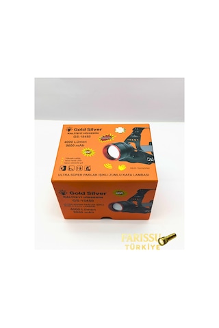Gold Silver Gs-15450 4000 Lümen Ultra Parlak Şarjlı Zoomlu Sensörlü Kafa Lambası - 9600 Mah Siyah
