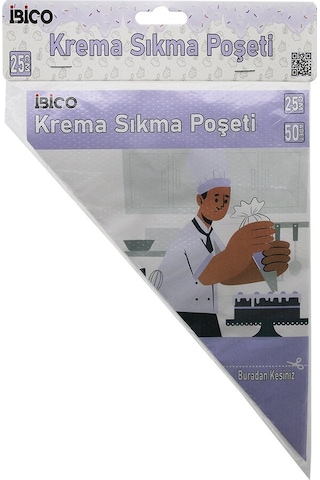 25 Cm 50'li Tek Kullanımlık Krema Sıkma Poşeti Lunaev 12v
