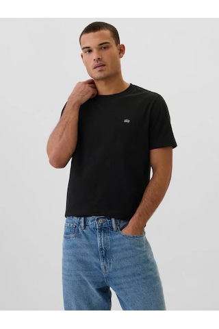 Gap 502022002 V-frch Everyday Soft Micro Logo Crew Erkek Tişört Siyah