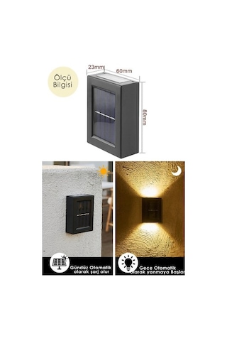 Büro Bahçe Aydınlatması İçin Çift Taraflı Solar Aplik Lamba Açık Gri