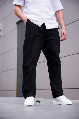 Keten Baggy Siyah Renk Erkek Pantolon-1763 Siyah