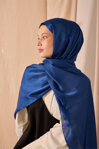 Silk Home Janjan Şal Tek Taraflı Gece Mavi Kendinden Çizgi Dokulu Parlak Yüzeyli 75x190 Çok Renkli
