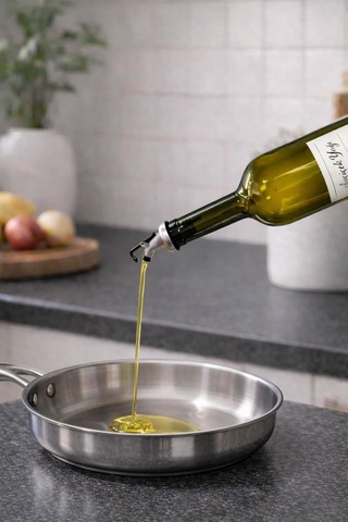 Zeytinyağı Ve Ayçiçek Yağı Şişesi Seti, Beyaz Etiket Ve Yağdanlık Aparatlı, 750 Ml, 2 Adet, Yeşil Cam Şişe Çok Renkli