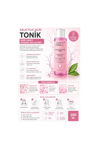 Salicylic Acid Tonik 200 Ml Akne Karşıtı Gözenek Sıkılaştırıcı Tonik