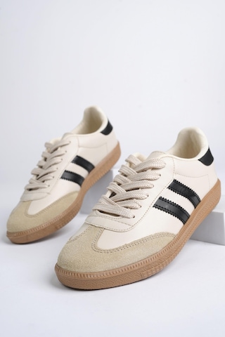 Muggo Gordon Unisex Ortopedik Günlük Garantili Bağcıklı Yürüyüş Koşu Sneaker Spor Ayakkabı Bej