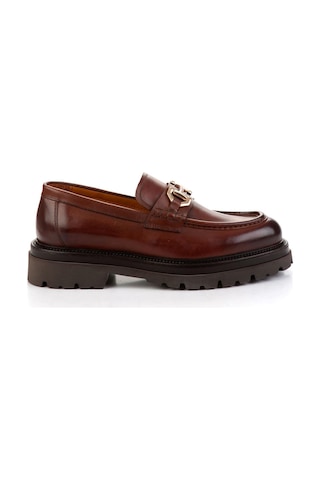 Bambi Kahve Hakiki Deri Erkek Loafer Ayakkabı E01901149441 Kahve