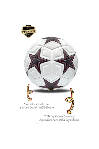 Futbol Topu Pompalı Dikişli Futbol Topu Sert Zemin Halı Saha Futbol Topu Pompa Hediyeli Beyaz