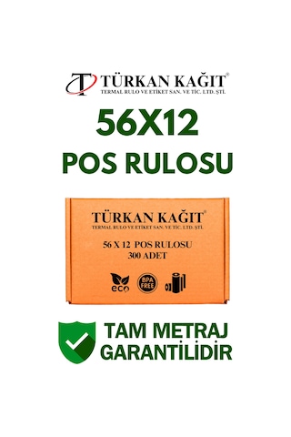 56x12 Termal Rulo - Yazarkasa Pos Rulosu 30 Paket 300 Adet