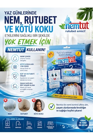 Nem Tutucu Alıcı Rutubet Giderici Önleyici Korozyon Önleyici Koku Giderici 1 Kg (1 Kutu - 2 Paket)