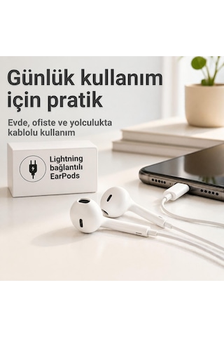 Lightning Girişli Kablolu Kulaklık Mikrofonlu Kulak İçi Kulaklık Ses Kontrol Tuşlu İphone Uyumlu Lightning Kulaklık Tak Çalıştır "kablolu Kulaklık"